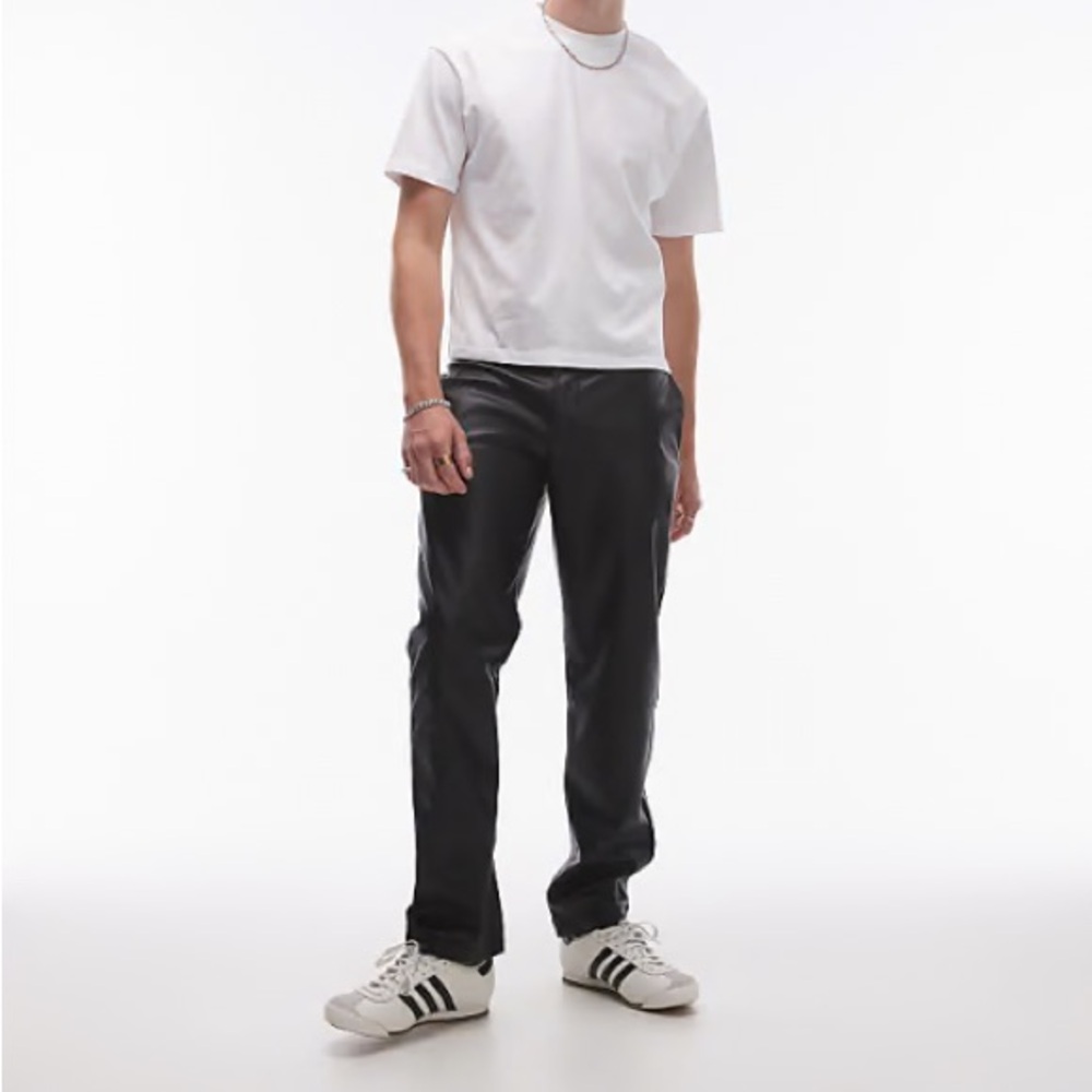 TOPMAN Men's Black Faux Leather Jogger Pants